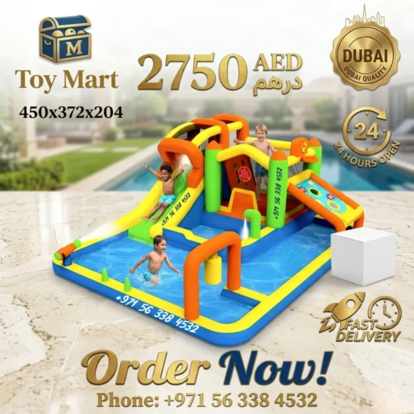 Large Inflatable Water Slide Bounce House with Splash Pool – Kids Outdoor Play Center | Dubai