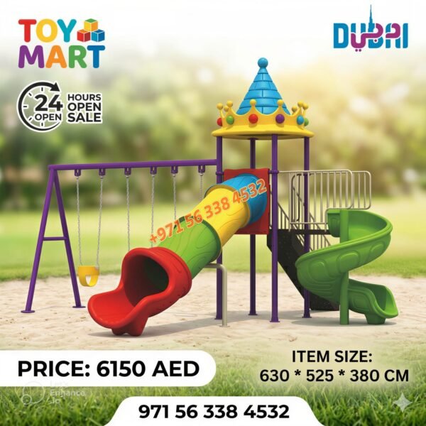 Premium Kids Castle Playground Set with Swings & Spiral Slides