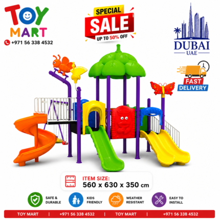 Toy Mart Kids Luxury Outdoor Playground Set with Triple Slides & Swings