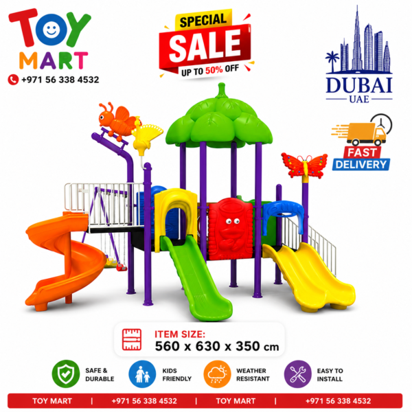 Toy Mart Kids Luxury Outdoor Playground Set with Triple Slides & Swings