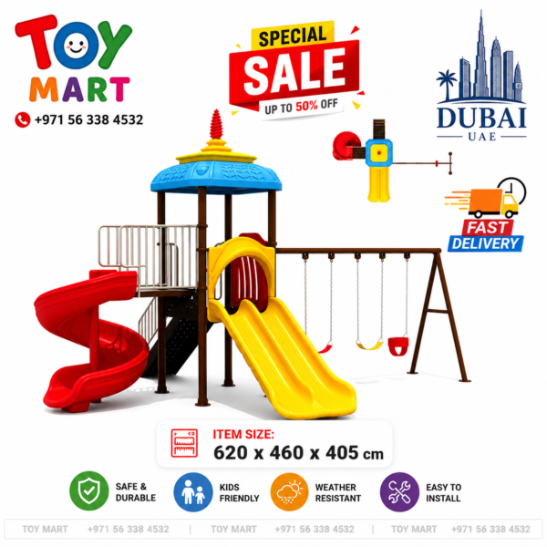 Toy Mart Deluxe Outdoor Kids Playground Playset with Slides & Swings