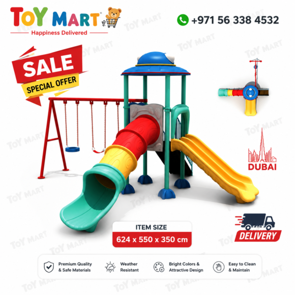 Premium Kids Outdoor Playground Playset with Multi-Slides & Swings (624 x 550 x 350 cm)