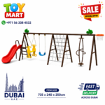 6-in-1 Kids Outdoor Playground Set with Slide, Swings, Climbing Net & Basketball Hoop