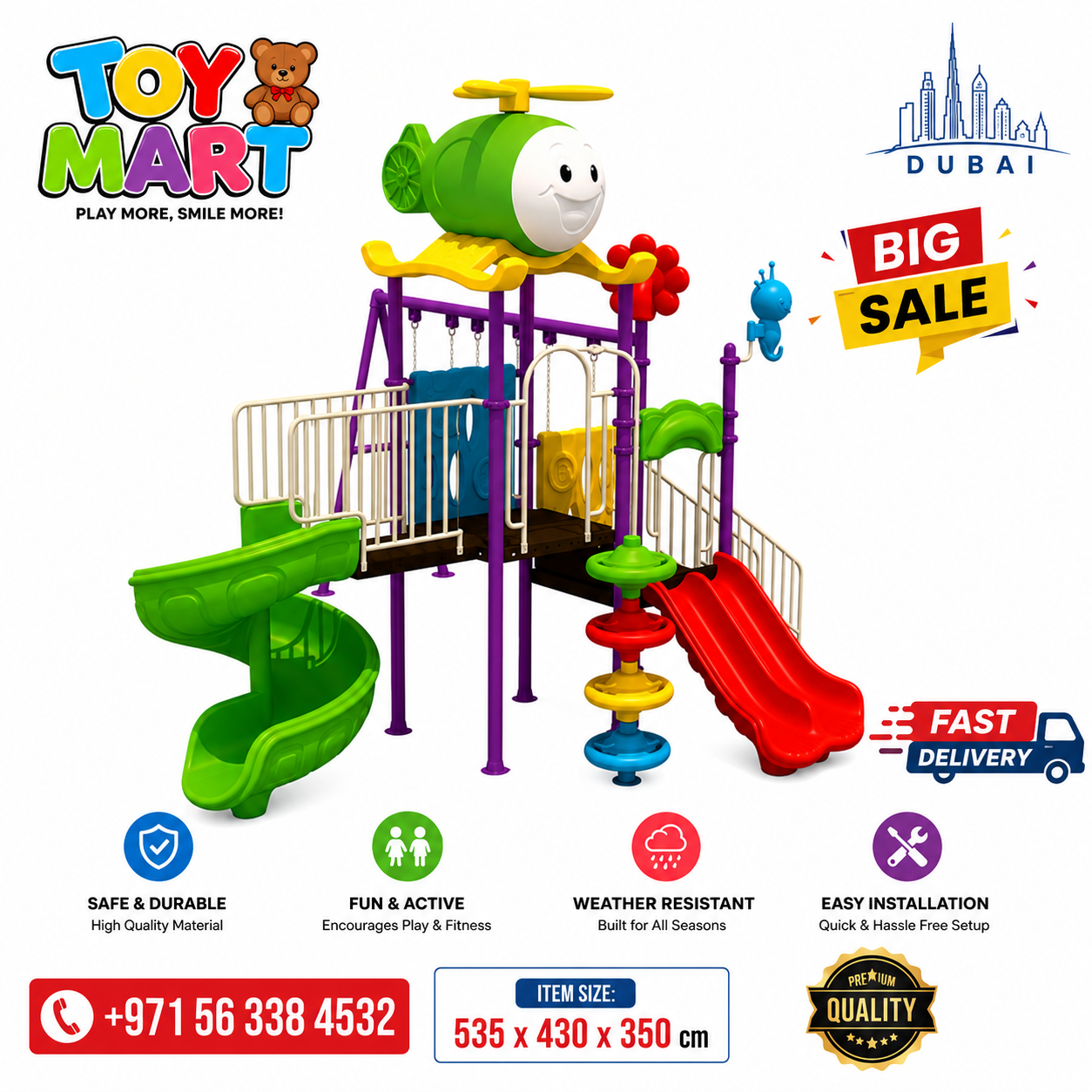 Toy Mart Helicopter-Themed Luxury Outdoor Playground Set