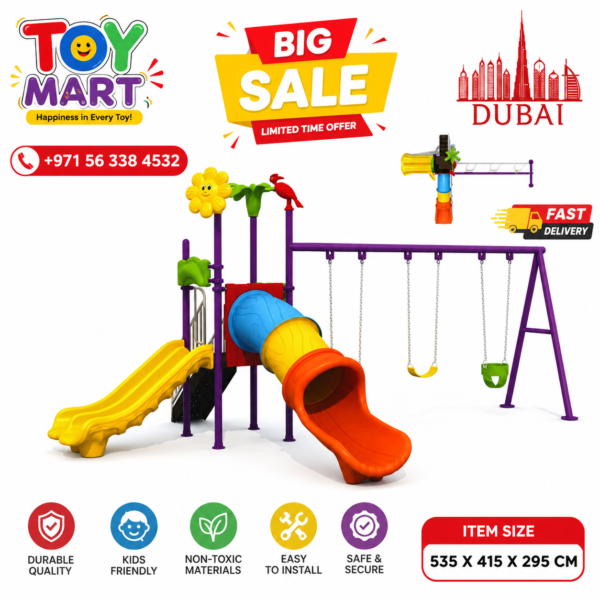 Toy Mart Premium Outdoor Playground Set with Double Slides & Swings (535 x 415 x 295 cm)