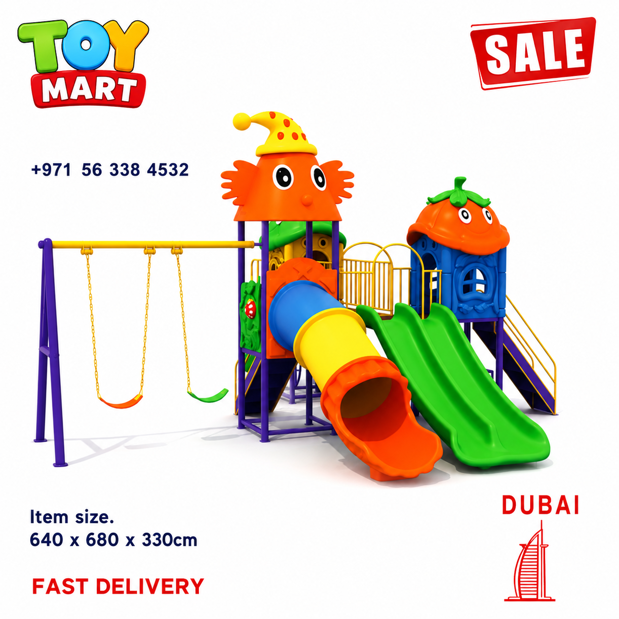 file_00000000b2d4722fa3e6a4e6cfcb24d3 Toy Mart Deluxe Outdoor Playground Set – 640 x 680 x 330cm (with Tube Slide & Swings) - Image 1