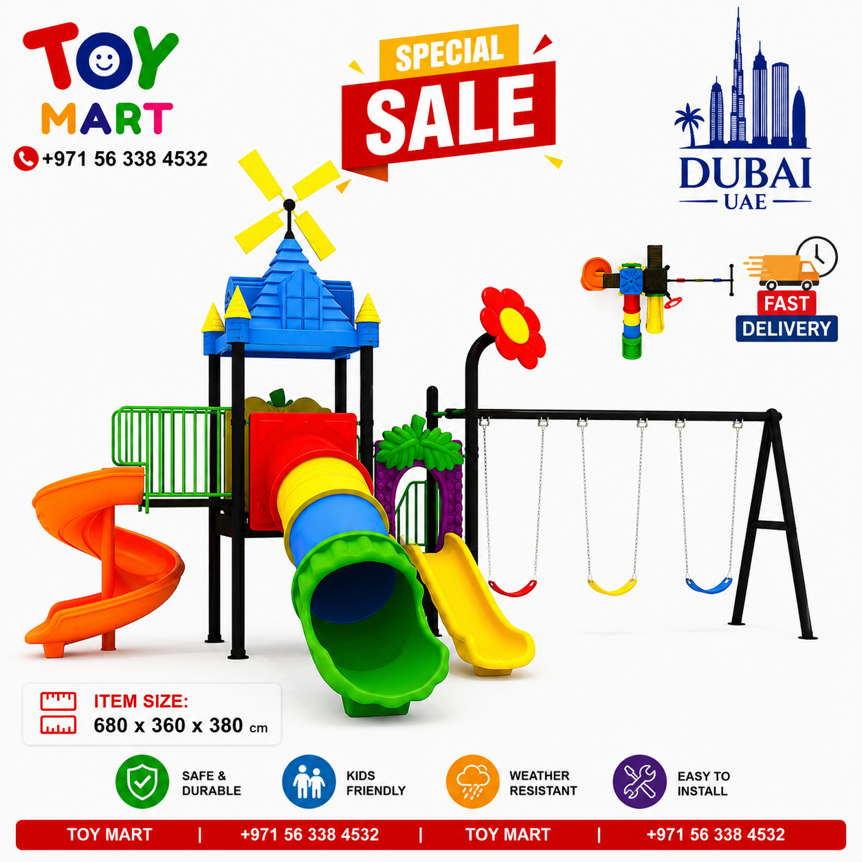 Premium Kids Outdoor Playground Set with Swings, Slides – Toy Mart Dubai
